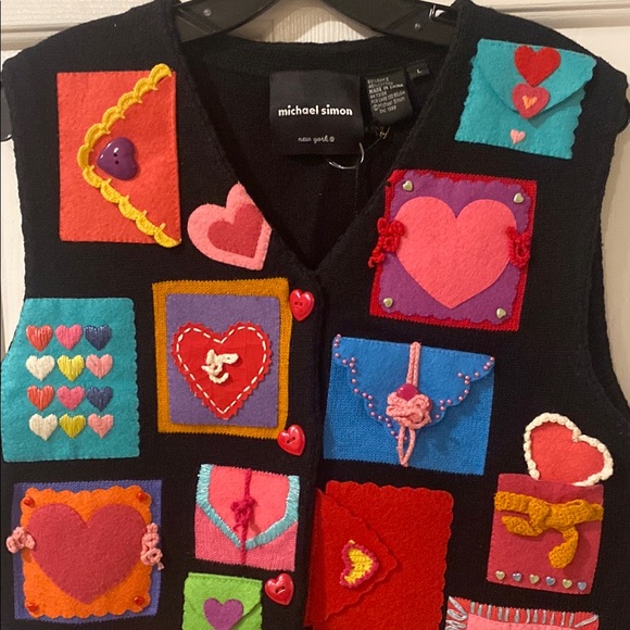 Michael Simon Colorful Heart Patchwork Vest - Picture 3 of 11